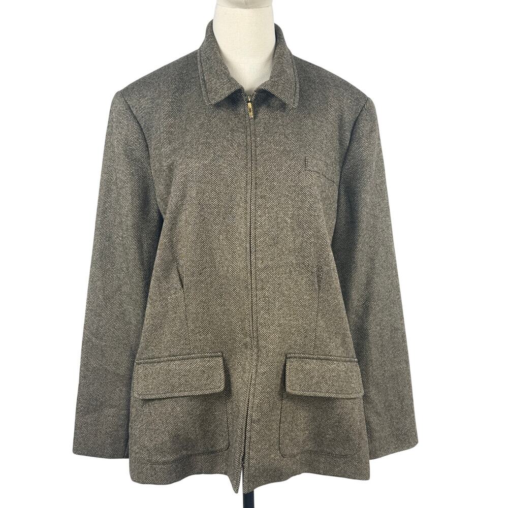 Vintage 2000s Lauren Ralph Lauren Herringbone Zip Jacket Women’s 18W